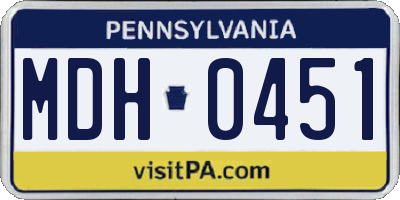PA license plate MDH0451