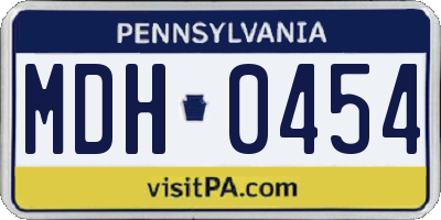 PA license plate MDH0454
