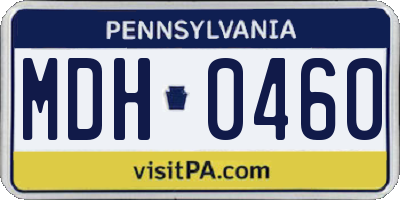PA license plate MDH0460