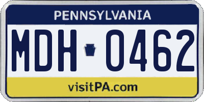 PA license plate MDH0462