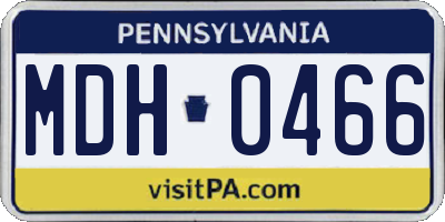 PA license plate MDH0466