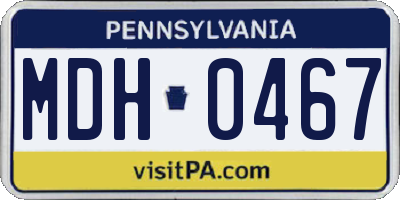 PA license plate MDH0467