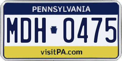 PA license plate MDH0475