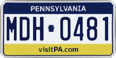 PA license plate MDH0481