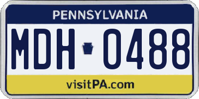 PA license plate MDH0488