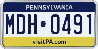 PA license plate MDH0491