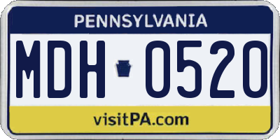 PA license plate MDH0520