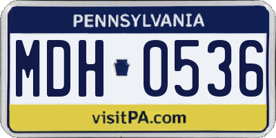 PA license plate MDH0536