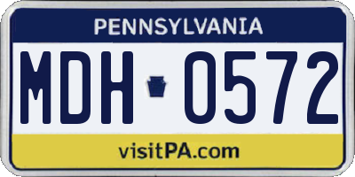 PA license plate MDH0572