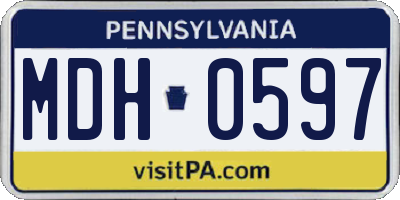 PA license plate MDH0597