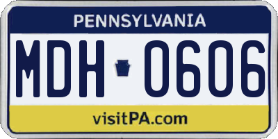 PA license plate MDH0606