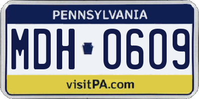PA license plate MDH0609
