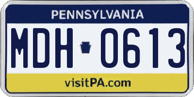 PA license plate MDH0613