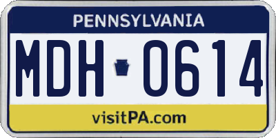 PA license plate MDH0614