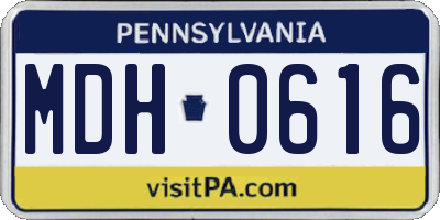 PA license plate MDH0616