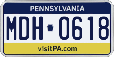 PA license plate MDH0618