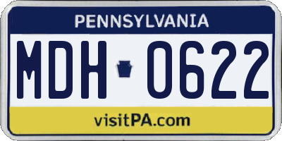 PA license plate MDH0622