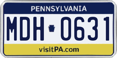PA license plate MDH0631