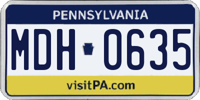 PA license plate MDH0635
