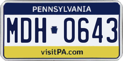 PA license plate MDH0643