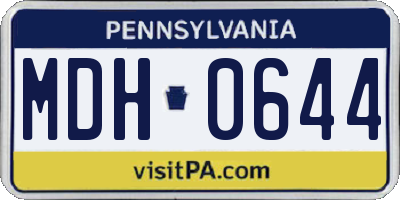 PA license plate MDH0644