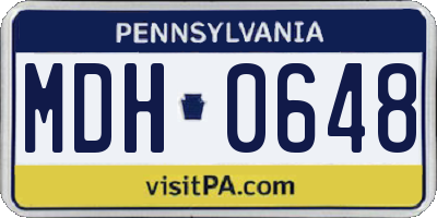 PA license plate MDH0648