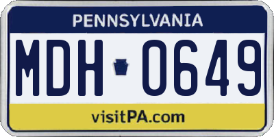 PA license plate MDH0649