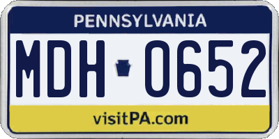 PA license plate MDH0652