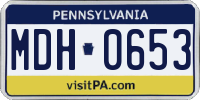 PA license plate MDH0653