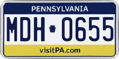 PA license plate MDH0655