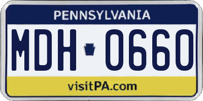 PA license plate MDH0660