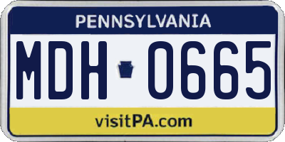 PA license plate MDH0665