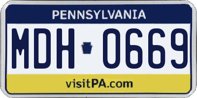 PA license plate MDH0669
