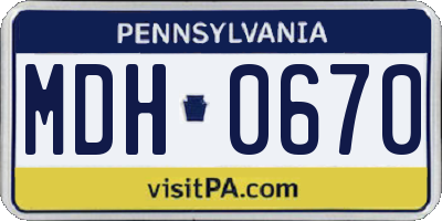 PA license plate MDH0670