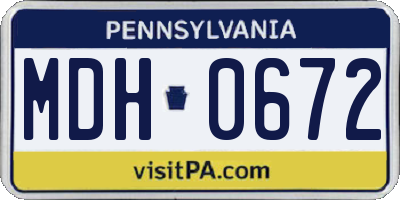 PA license plate MDH0672