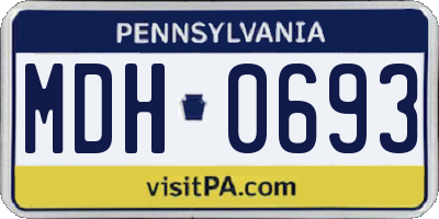PA license plate MDH0693