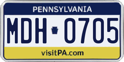 PA license plate MDH0705