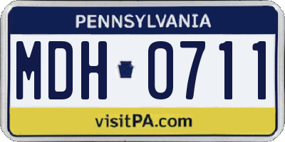 PA license plate MDH0711