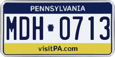 PA license plate MDH0713