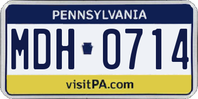 PA license plate MDH0714