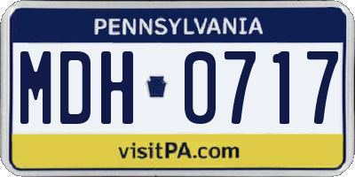 PA license plate MDH0717