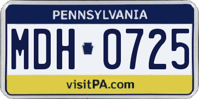 PA license plate MDH0725