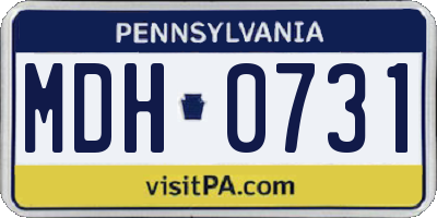 PA license plate MDH0731