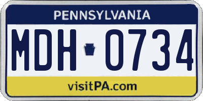 PA license plate MDH0734