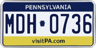 PA license plate MDH0736