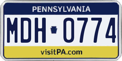 PA license plate MDH0774