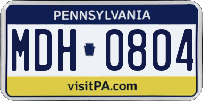 PA license plate MDH0804