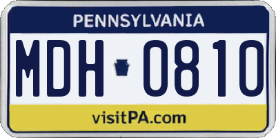 PA license plate MDH0810