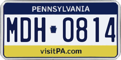 PA license plate MDH0814