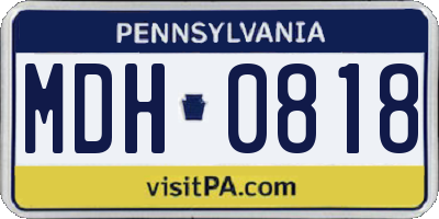 PA license plate MDH0818